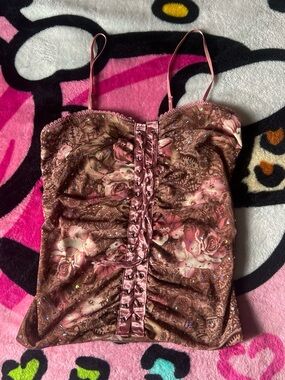 FANG Pink and Brown Floral Cami Top
